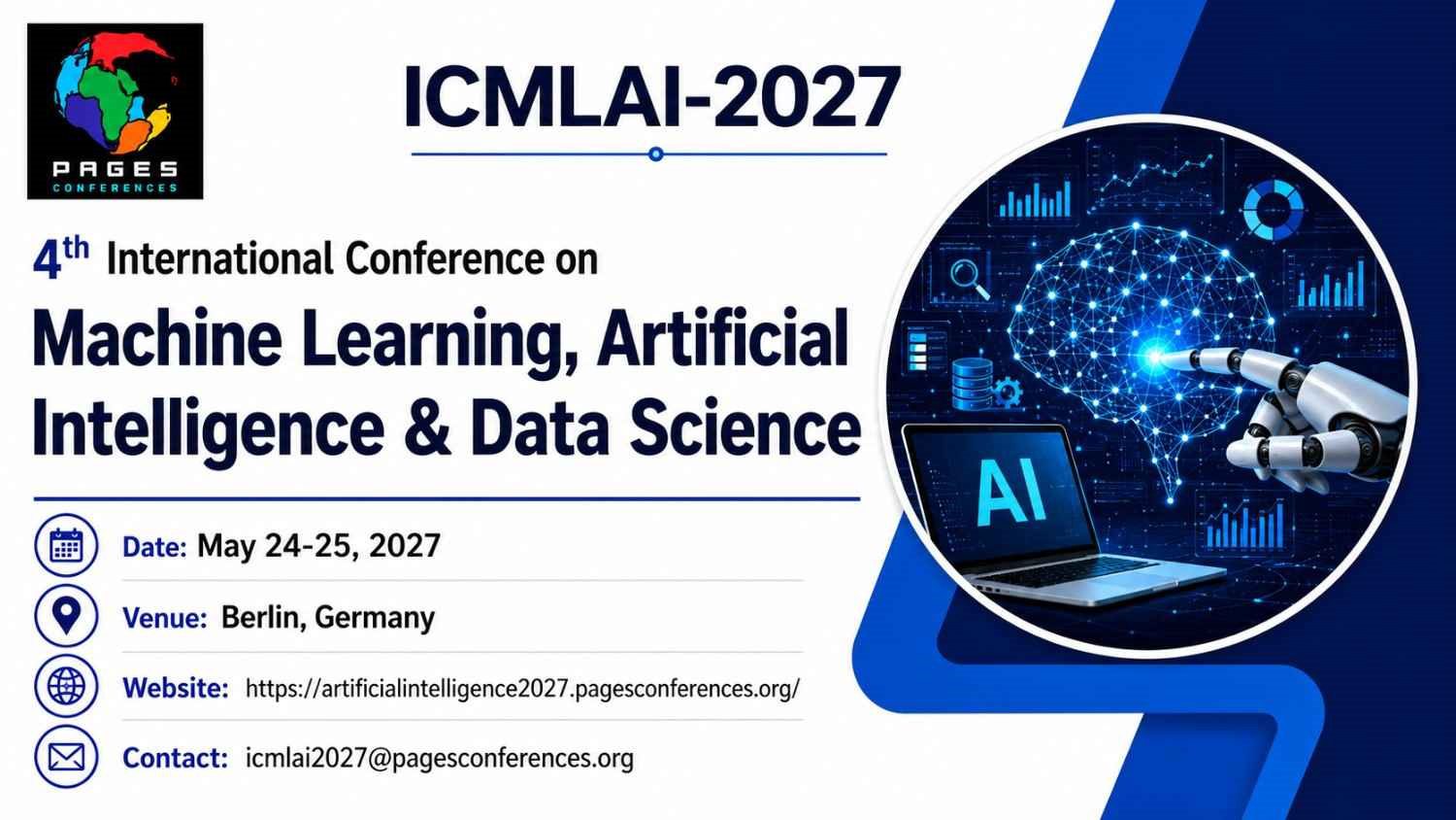 4th International Conference on Machine Learning, Artificial Intelligence & Data Science
